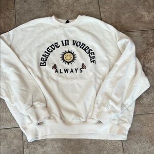 PacSun Cream 'Believe in Yourself' Crewneck Sweater